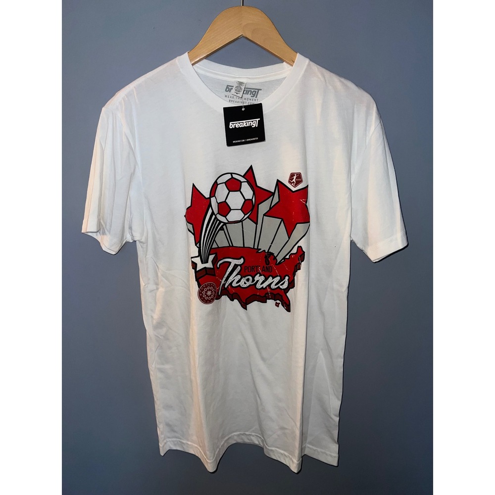 BreakingT Portland Thorns FC NWSL White Graphic Soccer T-Shirt Mens Medium NWT